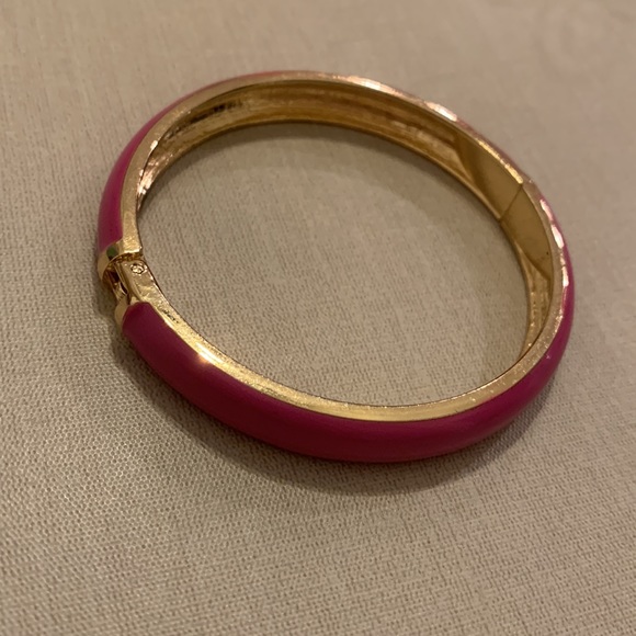 Hinged Pink Bangle Bracelet - Picture 2 of 2